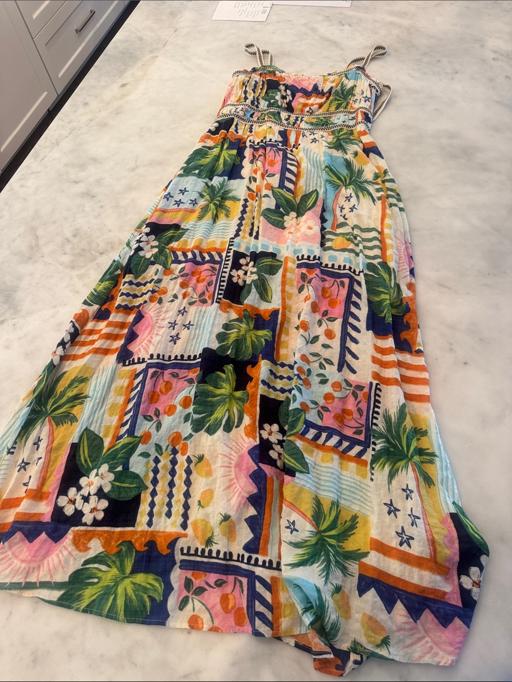 Fancy D Boutique Tropical Patchwork Maxi Dress in Multi-Color
